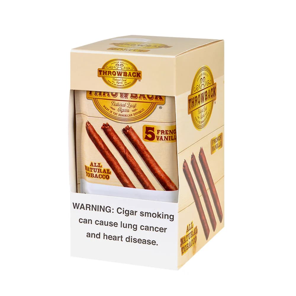 Throwback French Vanilla Cigars (8 Packs of 5 - Total 40)