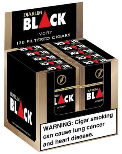 Djarum Black Ivory Vanilla Filtered Cigars (10 Packs of 12 - Total 120)