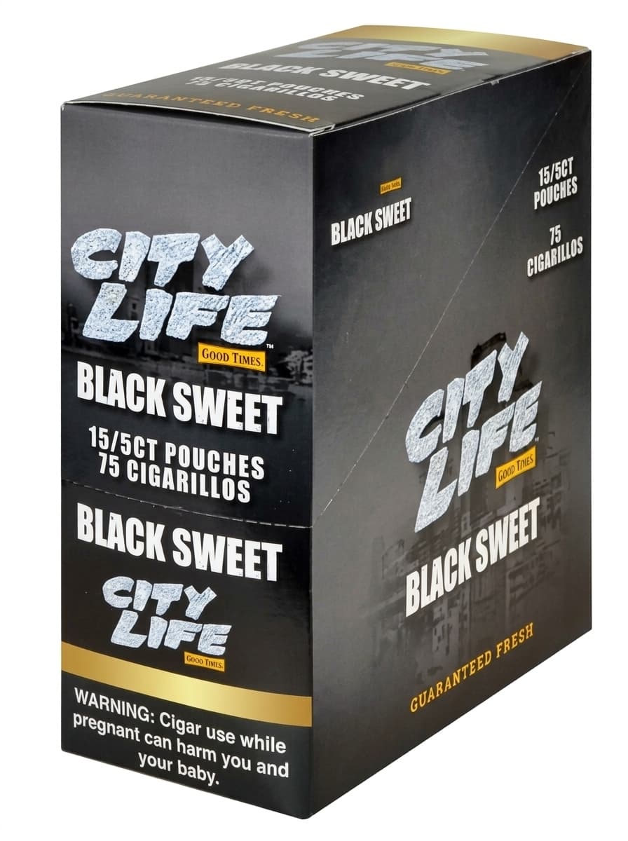 City Life Cigarillos Black Sweet - 15 Packs of 5