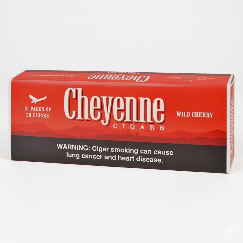 Cheyenne Wild Cherry Filtered Cigars - 10 Packs of 20 (200 Count)