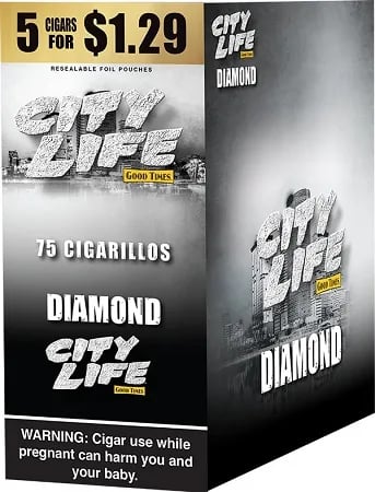 City Life Cigarillos 5 for $1.29 Diamond 15 Packs of 5