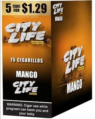 City Life Cigarillos 5 for $1.29 Mango 15 Packs of 5
