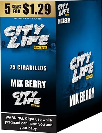City Life Cigarillos 5 for $1.29 Mixed Berries 15 Packs of 5