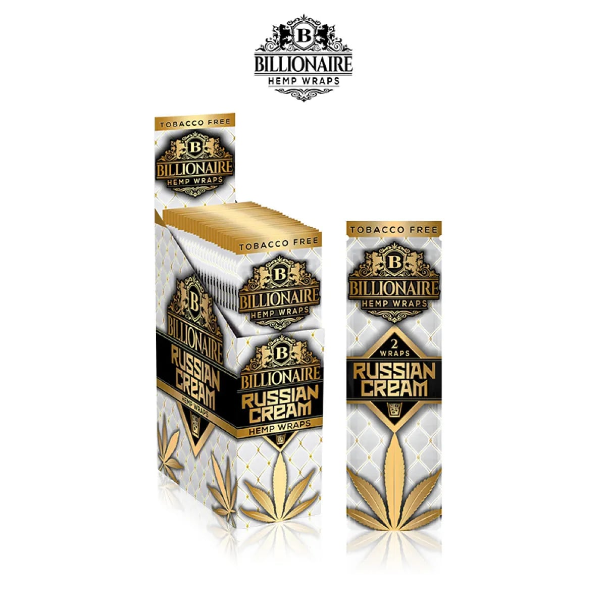 Billionaire Hemp Wraps - Russian Cream - 25 Packs of 2 (Total 50)