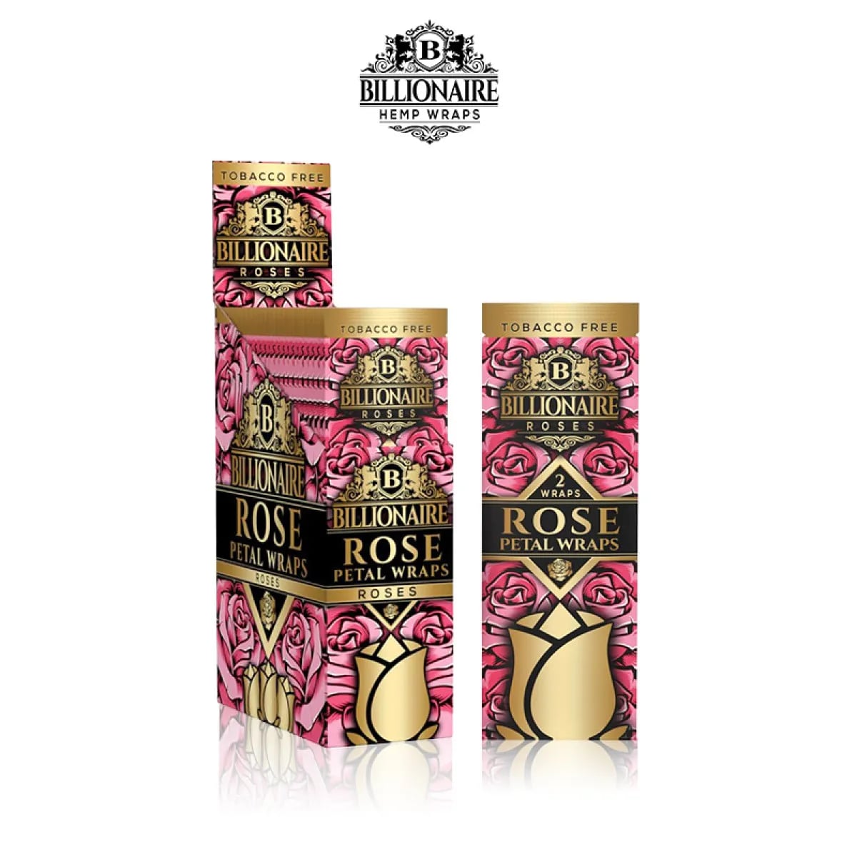 Billionaire Hemp Wraps - Roses - 25 Packs of 2 (Total 50)