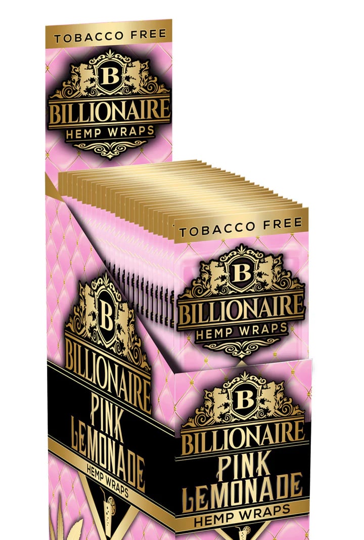 Billionaire Hemp Wraps - Pink Lemonade - 25 Packs of 2 (Total 50)