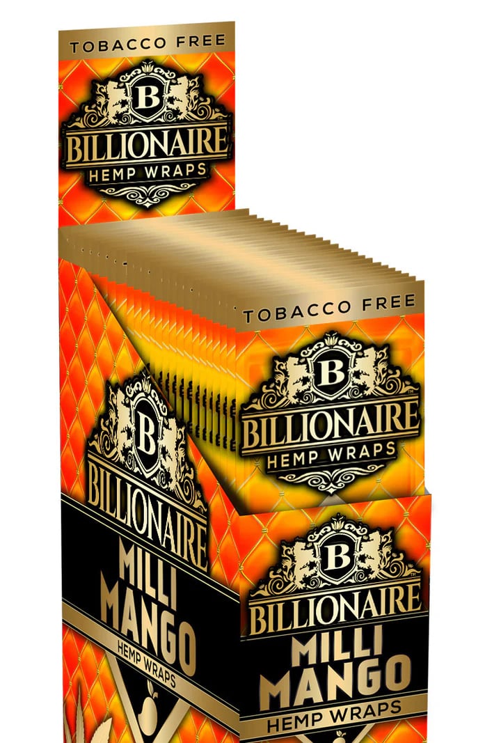 Billionaire Hemp Wraps - Milli Mango - 25 Packs of 2 (Total 50)