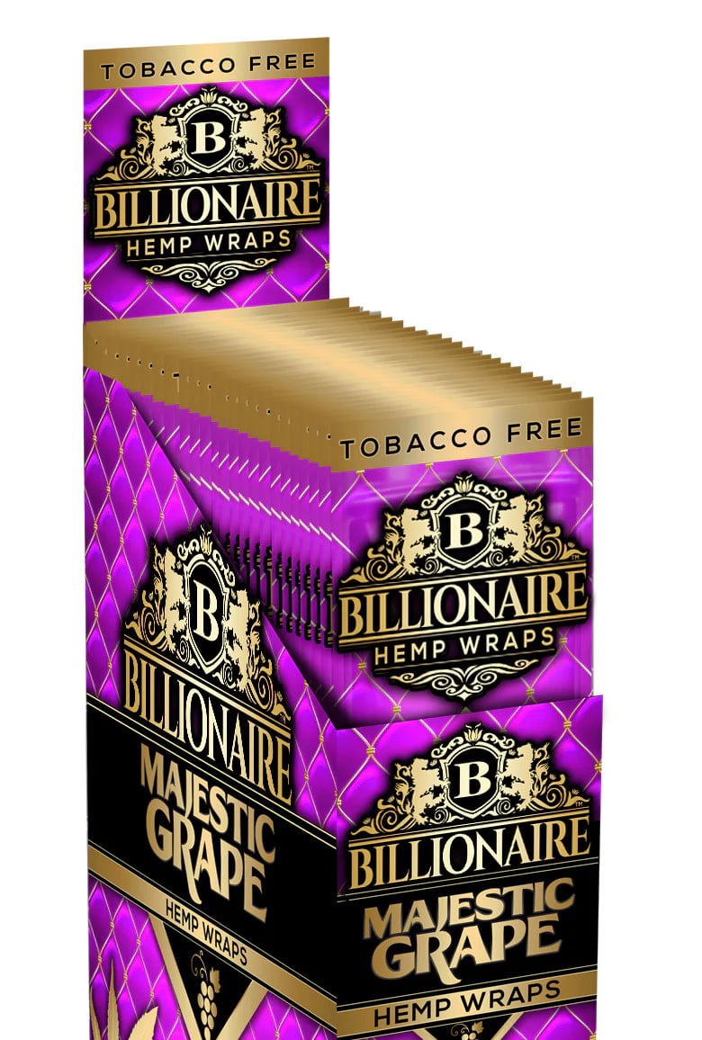 Billionaire Hemp Wraps - Majestic Grape - 25 Packs of 2 (Total 50)