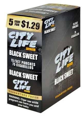 City Life Cigarillos 5 for $1.49 Black Sweet 15 Packs of 5
