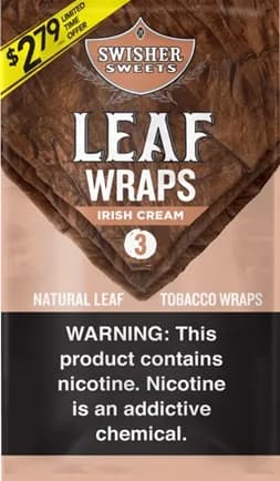 Swisher Sweets Leaf Wraps Irish Cream, 10 packs of 3