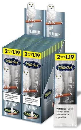 White Owl Cigarillos 30 Packs of 2 Cigars Platinum