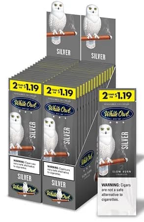 White Owl Cigarillos 30 Packs of 2 Cigars Silver