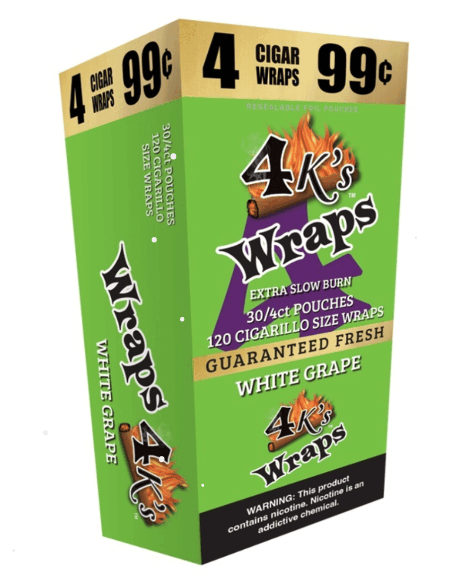 4 Kings White Grape Wraps - 30 Packs
