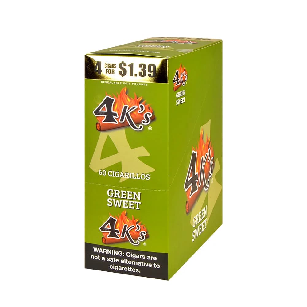 4 Kings Green Sweet Cigarillos - 15 Pouches of 4