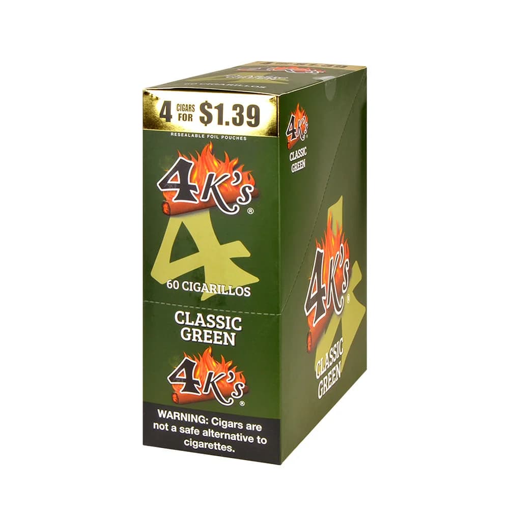 4 Kings Classic Green Cigarillos - 15 Pouches of 4