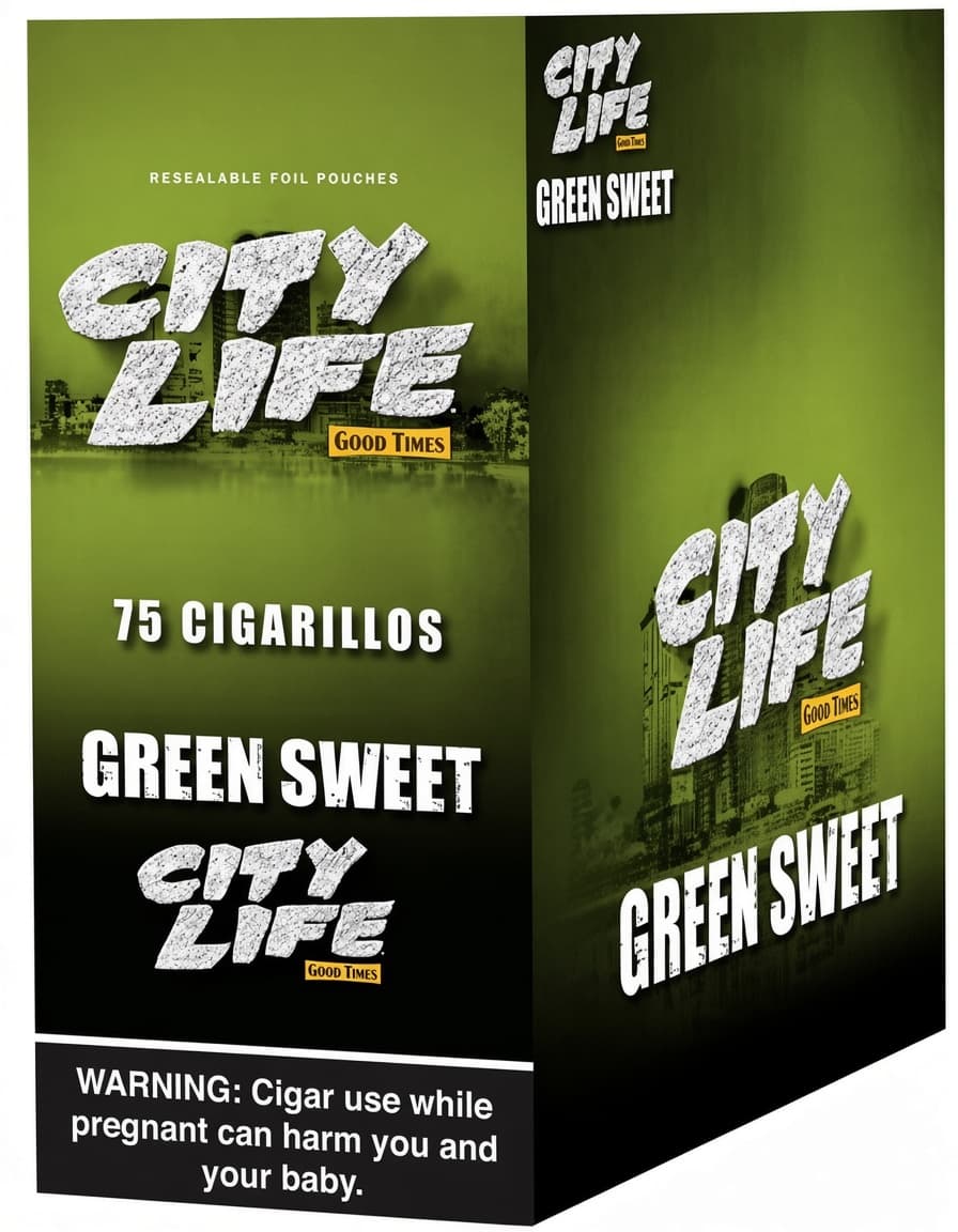 City Life Cigarillos Green Sweet - 15 Packs of 5