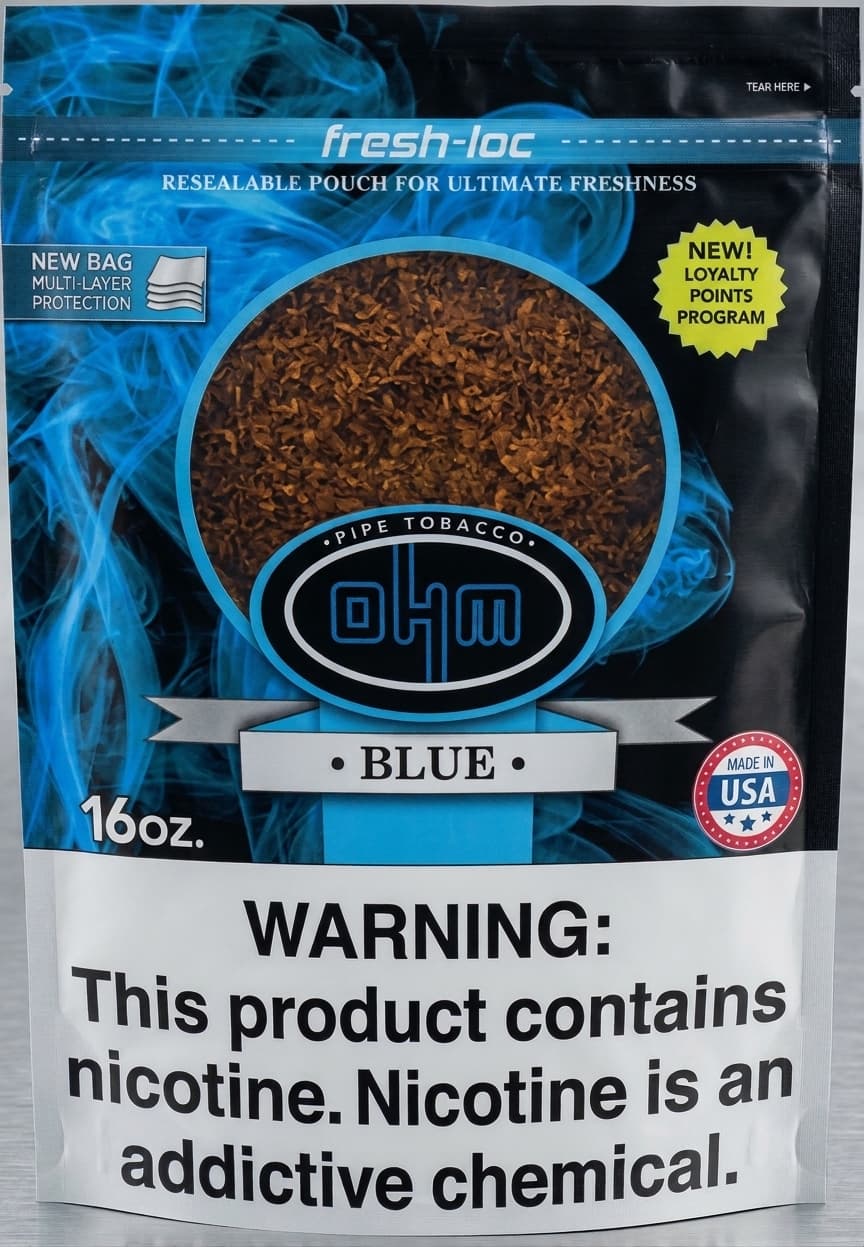 OHM Blue Pipe Tobacco 16 oz. Bag