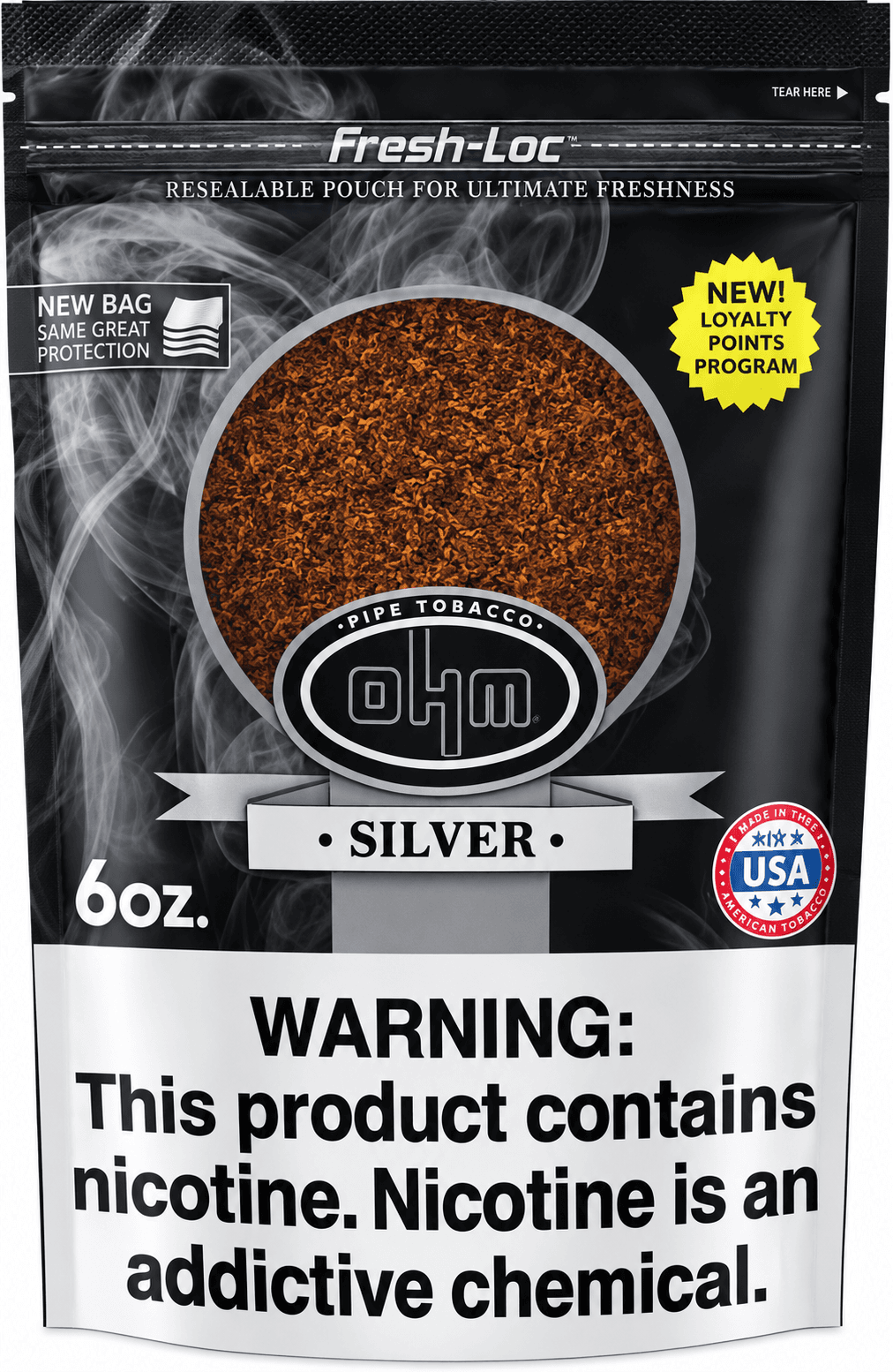 OHM Silver Pipe Tobacco 6 oz. Bag