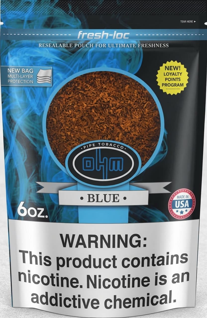 OHM Blue Pipe Tobacco (6 oz Bag)